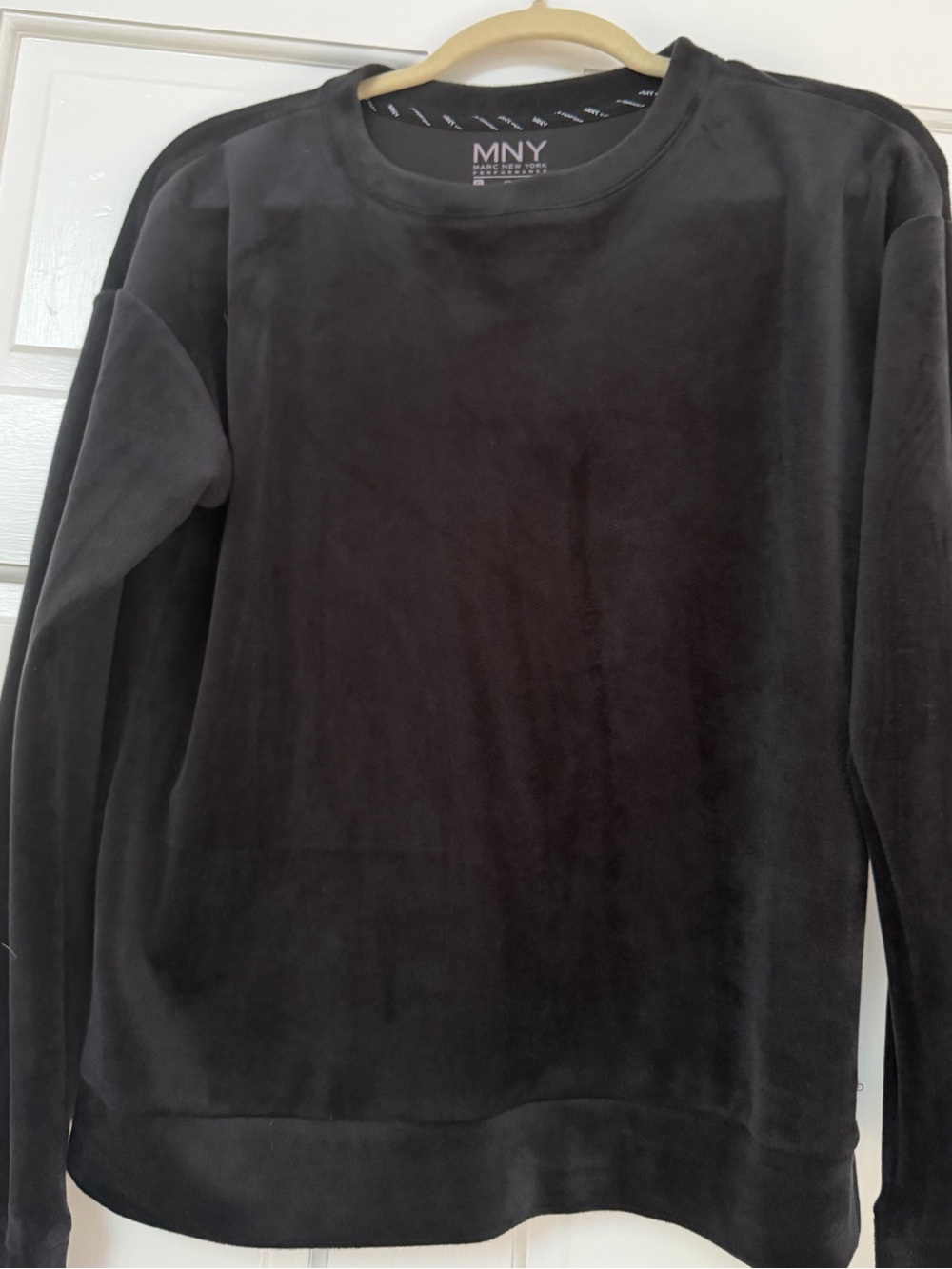 Marc New York Black Velour Crewneck Top